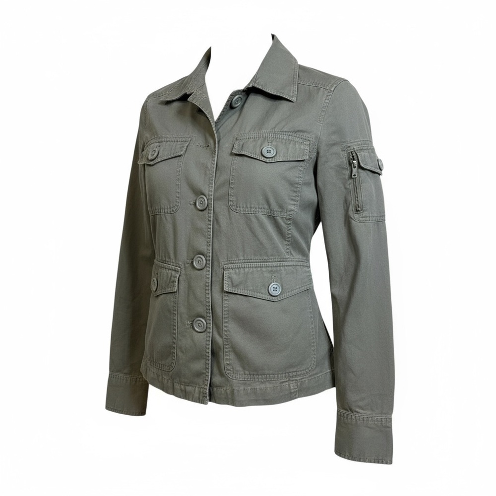 J CREW Brown Cropped Full Button Fitted Jacket Pockets Women's Size xs
